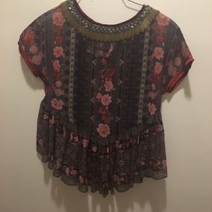 Anthropologie top with gold hardware detailing